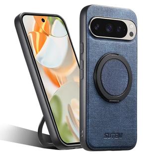 For Google Pixel 9 Pro Suteni G3 360 Rotation Holder MagSafe Denim Leather Back Phone Case(Blue)