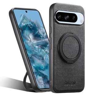 For Google Pixel 8 Pro Suteni G3 360 Rotation Holder MagSafe Denim Leather Back Phone Case(Black)