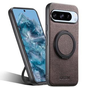 For Google Pixel 8 Pro Suteni G3 360 Rotation Holder MagSafe Denim Leather Back Phone Case(Brown)