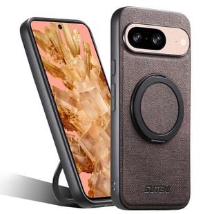 For Google Pixel 8 Suteni G3 360 Rotation Holder MagSafe Denim Leather Back Phone Case(Brown)