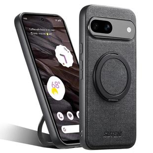 For Google Pixel 7a Suteni G3 360 Rotation Holder MagSafe Denim Leather Back Phone Case(Black)