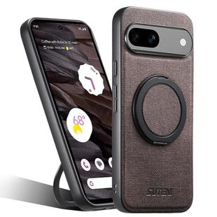 For Google Pixel 7a Suteni G3 360 Rotation Holder MagSafe Denim Leather Back Phone Case(Brown)