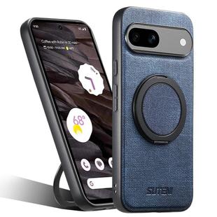 For Google Pixel 7a Suteni G3 360 Rotation Holder MagSafe Denim Leather Back Phone Case(Blue)