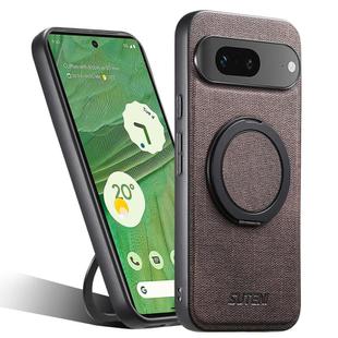 For Google Pixel 7 Suteni G3 360 Rotation Holder MagSafe Denim Leather Back Phone Case(Brown)