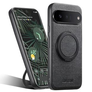 For Google Pixel 6 Pro Suteni G3 360 Rotation Holder MagSafe Denim Leather Back Phone Case(Black)