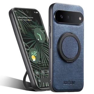 For Google Pixel 6 Pro Suteni G3 360 Rotation Holder MagSafe Denim Leather Back Phone Case(Blue)