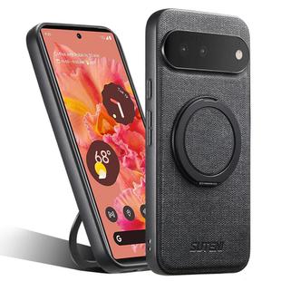For Google Pixel 6 Suteni G3 360 Rotation Holder MagSafe Denim Leather Back Phone Case(Black)