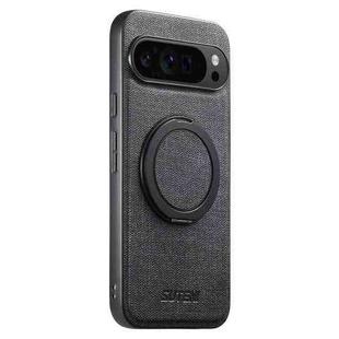 For Google Pixel 10 Pro Suteni G3 360 Rotation Holder MagSafe Denim Leather Back Phone Case(Black)