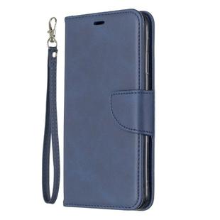 Retro Lambskin Texture Pure Color Horizontal Flip PU Leather Case for Galaxy A6 Plus 2018, with Holder & Card Slots & Wallet & Lanyard(Blue)