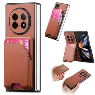 For OPPO Find N5 Twill Fabric Leather Skin Card Bag Magnetic Back Phone Case(Brown)