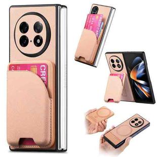 For OPPO Find N5 Twill Fabric Leather Skin Card Bag Magnetic Back Phone Case(Pink)