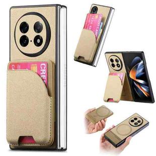 For OPPO Find N5 Twill Fabric Leather Skin Card Bag Magnetic Back Phone Case(Khaki)