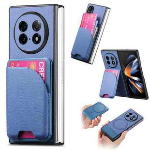 For OPPO Find N5 Twill Fabric Leather Skin Card Bag Magnetic Back Phone Case(Blue)