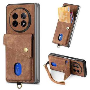 For OPPO Find N5 Retro Card Wallet Fold Leather Phone Case with Strap(Brown)