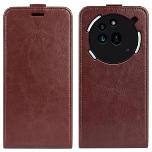 For Nothing Phone 3a Pro R64 Texture Single Vertical Flip Leather Phone Case(Brown)