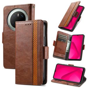 For Huawei Mate 70 CaseNeo Splicing Dual Magnetic Buckle Leather Phone Case(Brown)