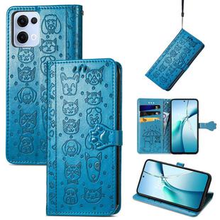 For OPPO Reno13 Pro Cat and Dog Embossed Leather Phone Case(Blue)