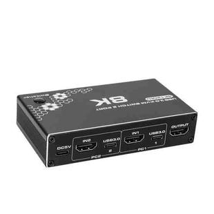 K1 2 Ports HDCP 2.3 RJ45 USB 3.0 Hubs Adapter 4K 120Hz HDMI 2.0b USB-C KVM Switch(Black)