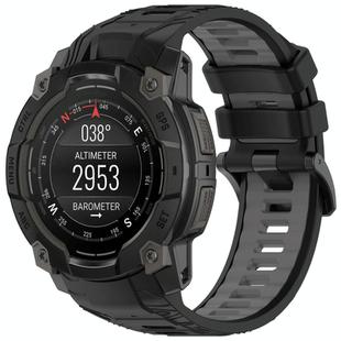 Fro Garmin Instinct 3 AMOLED / Solar 45mm Two Color Sports Silicone Watch Band(Black+Gray)