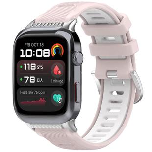 For Huawei Watch D2 Silver Metal Head Two Color Silicone Watch Band(Pink+White)