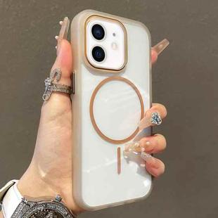 For iPhone 11 Translucent Armor MagSafe N52 Thin Circle Phone Case(Transparent Gold)