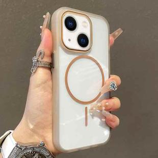 For iPhone 15 Plus Translucent Armor MagSafe N52 Thin Circle Phone Case(Transparent Gold)