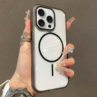 For iPhone 15 Pro Max Translucent Armor MagSafe N52 Thin Circle Phone Case(Transparent Black)