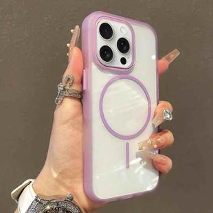 For iPhone 15 Pro Max Translucent Armor MagSafe N52 Thin Circle Phone Case(Transparent Purple)