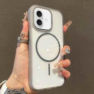 For iPhone 16 Translucent Armor MagSafe N52 Thin Circle Phone Case(Transparent Grey)