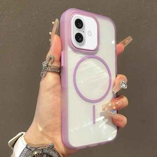 For iPhone 16 Translucent Armor MagSafe N52 Thin Circle Phone Case(Transparent Purple)