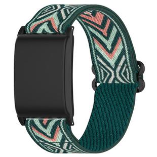 For WHOOP 4.0 Slide Buckle Nylon Elastic Braided Watch Band(Green Print)