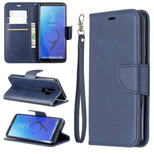 Retro Lambskin Texture Pure Color Horizontal Flip PU Leather Case for Galaxy S9 Plus, with Holder & Card Slots & Wallet & Lanyard(Blue)