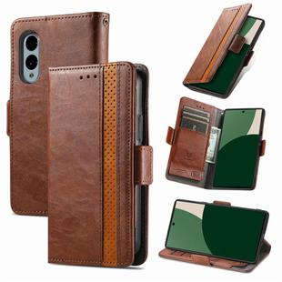 For Fujitsu Arrows We2 / F-52E CaseNeo Splicing Dual Magnetic Buckle Leather Phone Case(Brown)