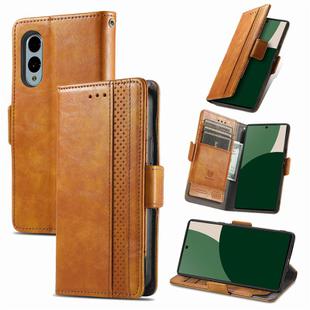 For Fujitsu Arrows We2 / F-52E CaseNeo Splicing Dual Magnetic Buckle Leather Phone Case(Khaki)