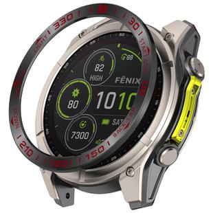 For Garmin Fenix 8 MIP 51mm Stainless Steel Metal Watch Protective Ring(Compete Speed Black Red)