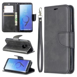 Retro Lambskin Texture Pure Color Horizontal Flip PU Leather Case for Galaxy S9, with Holder & Card Slots & Wallet & Lanyard(Black)
