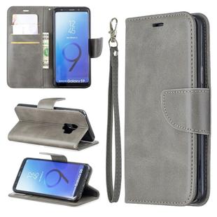 Retro Lambskin Texture Pure Color Horizontal Flip PU Leather Case for Galaxy S9, with Holder & Card Slots & Wallet & Lanyard(Grey)
