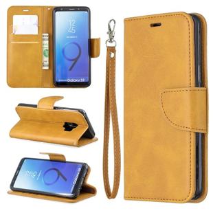 Retro Lambskin Texture Pure Color Horizontal Flip PU Leather Case for Galaxy S9, with Holder & Card Slots & Wallet & Lanyard(Yellow)