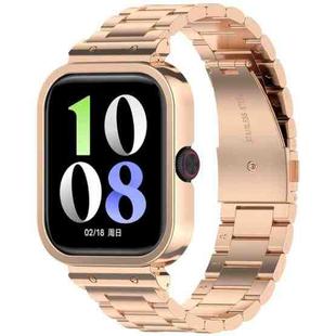 For vivo Watch GT Watch Frame Integrated Three Beads Stainless Steel Watch Band(Rose Gold)
