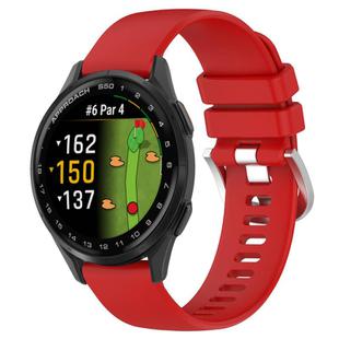 For Garmin Approach S50 20mm Liquid Glossy Silver Buckle Silicone Watch Band(Red)