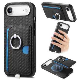 For iPhone Air Carbon Fiber Ring Side Insert Card Bag MagSafe Phone Case(Black)