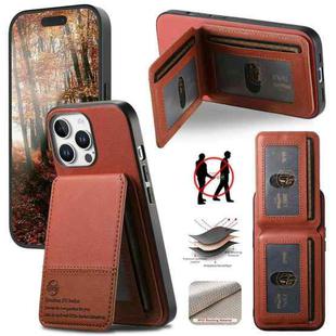 For iPhone 16 Pro Max Twill Fabric Leather Vertical Flip RFID Card Bag Phone Case(Brown)