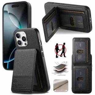 For iPhone 13 Pro Max Twill Fabric Leather Vertical Flip RFID Card Bag Phone Case(Black)