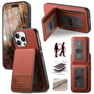 For iPhone 13 Pro Twill Fabric Leather Vertical Flip RFID Card Bag Phone Case(Brown)