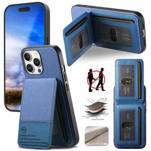 For iPhone 13 Pro Twill Fabric Leather Vertical Flip RFID Card Bag Phone Case(Blue)