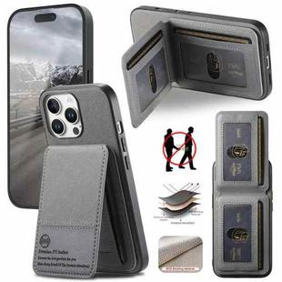 For iPhone 12 Pro Max Twill Fabric Leather Vertical Flip RFID Card Bag Phone Case(Gray)