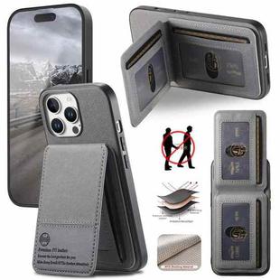 For iPhone 11 Pro Max Twill Fabric Leather Vertical Flip RFID Card Bag Phone Case(Gray)