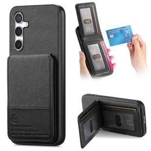 For Samsung Galaxy S24+ 5G Twill Fabric Leather Vertical Flip RFID Card Bag Phone Case(Black)