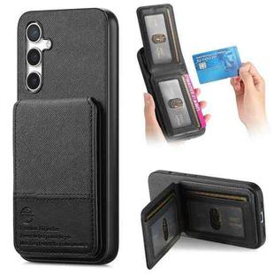 For Samsung Galaxy S23 FE 5G Twill Fabric Leather Vertical Flip RFID Card Bag Phone Case(Black)