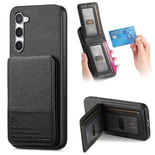 For Samsung Galaxy S21+ 5G Twill Fabric Leather Vertical Flip RFID Card Bag Phone Case(Black)